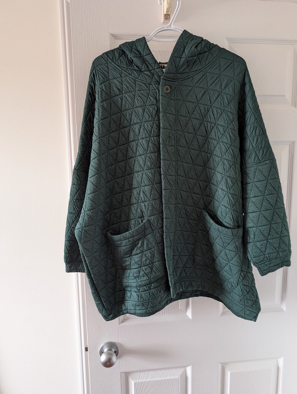 Handmade Dolman Sleeve Quilted Hooded Jacket - Dark Green